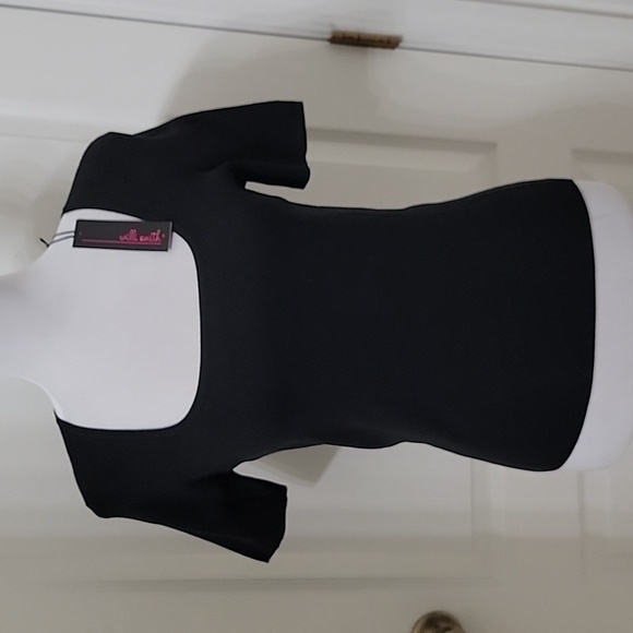 Willi Smith Size S Black Square Neckline Silk Blend Top, NEW with Tag - Picture 1 of 10